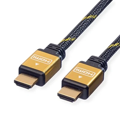Immagine di Roline HDMI Cavo Spina A, A 3.00 m Multicolore 11.04.5503 UHD 4K;, doppia schermatura, contatti connettore dorati