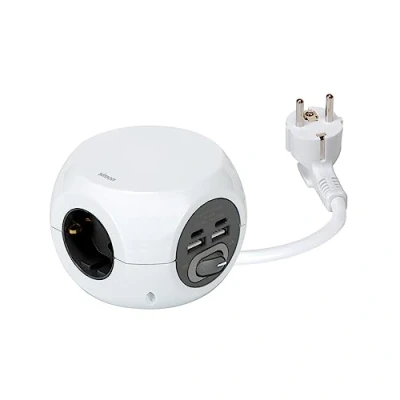 Immagine di SIMON COMBIBALL presa multipla con USB, 7 prese di ricarica, ladro interruttore, colore: bianco