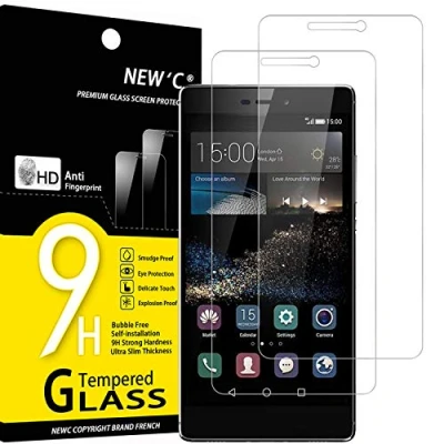 Immagine di NEW&#039;C 2 Pezzi, Vetro Temperato Compatibile con Huawei P8, Pellicola Prottetiva Anti Graffio, Impronte, Durezza 9H, 0,33mm Ultra Trasparente, Resistente