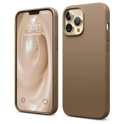 Immagine di elago custodia in silicone liquido compatibile con iPhone 13 Pro Max (6,7 pollici), silicone, protezione completa, protettiva a 3 strati, antigraffio, marrone