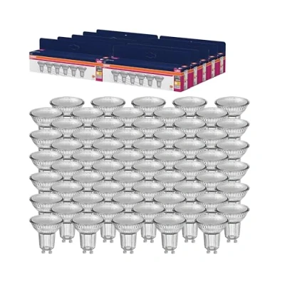 Immagine di OSRAM LED Star VALUE PAR16, confezione vantaggiosa con 60 lampadine, sostituisce le tradizionali lampadine riflettori da 50W, bianco caldo (2700K), 4.3W, attacco GU10,vetro a filamento,non dimmerabile