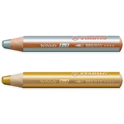 Immagine di STABILO Matita multi talento Woody 3 in 1 Confezione da 2 matite oro e argento