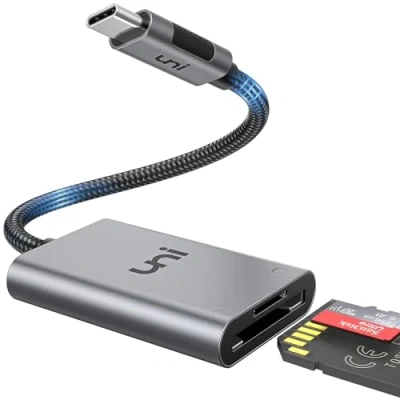 Immagine di uni USB C Lettore di Schede SD, TF Adattatore Memoria Micro SD [Thunderbolt 3] per SDXC/SDHC/MMC/RS MMC/UHS I, Compatibile con iPhone 15 Pro Max MacBook Air iPad Android Galaxy S22 ecc.