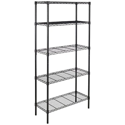 Immagine di Amazon Basics Scaffaliera a 5 Ripiani, Altezza dei Ripiani e Piedini di livellamento Regolabili, Peso Massimo 795 kg, Nero, 36 x 91 183 cm (D W H)