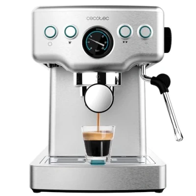 Immagine di Cecotec Caffettiera Express Barista Power Espresso 20 Mini. 1465 W, bar, Manometro e ThermoblocK, Vaporizzatore Orientabile Braccio con Doppia Uscita, 1,8 L di Capacità