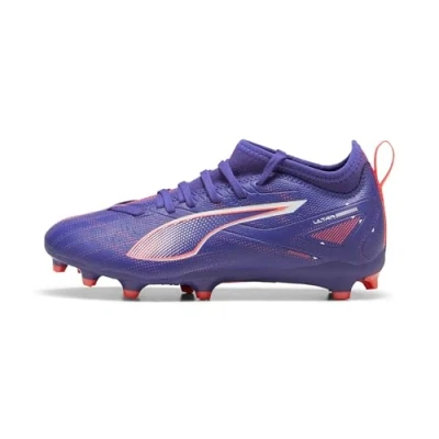 Immagine di Puma Ultra 5 Match FG/AG JR Unisex Scarpe da calcetto con tacchetti per bambini, Taglia: 28, Lapis lazuli/white/sunset glow Tessuto / sintetico