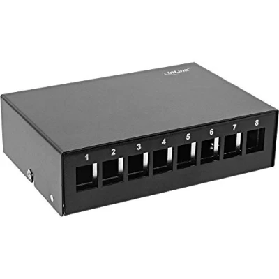 Immagine di InLine® RAL9005 Scatola da parete per 8 Keystone RJ45, in metallo, colore: Nero
