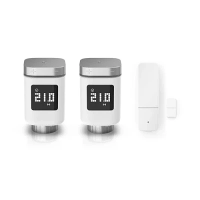 Immagine di Set di ampliamento Riscaldamento Bosch Smart Home, 2x termostato smart, 1x contatto porta/finestra II, compatibile con Amazon Alexa, Apple HomeKit, Google Home