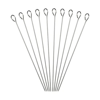 Immagine di Relaxdays, argento Spiedini in Acciaio, Set da 10 Spiedi Barbecue, Bastoncini per Fingerfood, Lunghezza 30 cm, inox