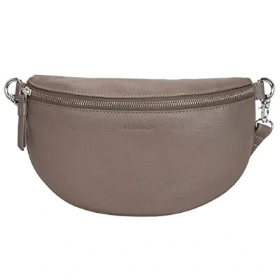 Immagine di LEABAGS Bogota grande marsupio in vera pelle Borsa a tracolla da donna con cerniera 27x7x16 cm Taupe