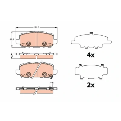 Immagine di TRW GDB2279 Kit pastiglie freno con segnalatore acustico usura accessori