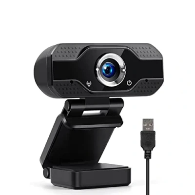 Immagine di Webcam 1080P Full HD, videocamera USB per computer desktop con unità microfono gratuita videochiamate in live streaming Classe online