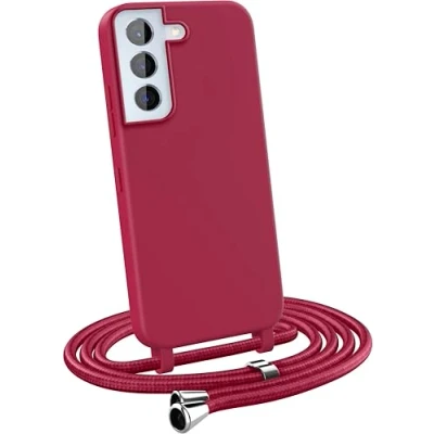 Immagine di MyGadget Cover per Samsung Galaxy S22 Plus Custodia con Corda Case Cordino Opaca Antiurto/Bumper Laccio/Tracolla Practical Stylish Collo Bordeaux
