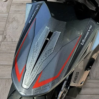 Immagine di Resin Bike Adesivi Moto Compatibile con Kawasaki Versys 650 2021. Protezioni Parafango Anteriore da Urti e Graffi. 3D Resinati Argento Rosso Metallizzato