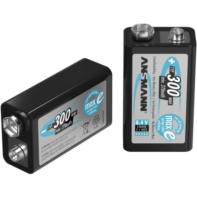 Immagine di Ansmann maxE 6LR61 Batteria ricaricabile da 9 V NiMH 300 mAh 8.4 1 pz.
