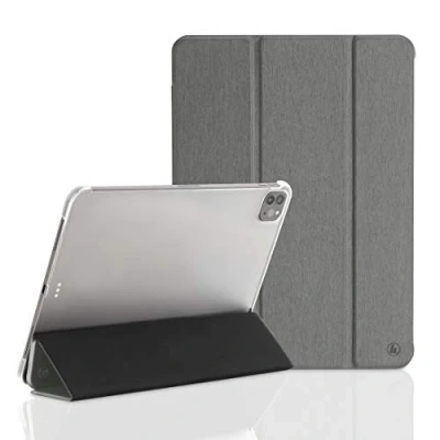 Immagine di Hama custodia per iPad Pro 2020 11 pollici (custodia pieghevole tablet Apple, protettiva con funzione di supporto, retro trasparente, cover magnetica Auto Wake/Sleep) grigio