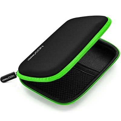 Immagine di deleyCON Borsa del Disco Rigido Custodia HDD Per Dischi Rigidi da 2,5&quot; Pollici e SSD Robusto Antiurto 2 Scomparti Interni con Tasche a Rete Verde