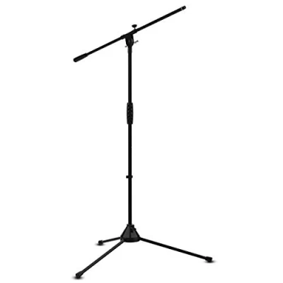 Immagine di Audibax Ayra 10 Nero Supporto per Microfono da Pavimento con Braccio Regolabile e Clip Base Design Pieghevole in Altezza