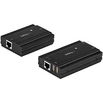 Immagine di StarTech.com Extender USB 2.0 a 4 Porte Estensore Ethernet multiporta Via CAT5/6 100m Hub Lan/RJ45 Kit Prolunga Alimentato 480 Mbps Alluminio (USB2004EXT100)