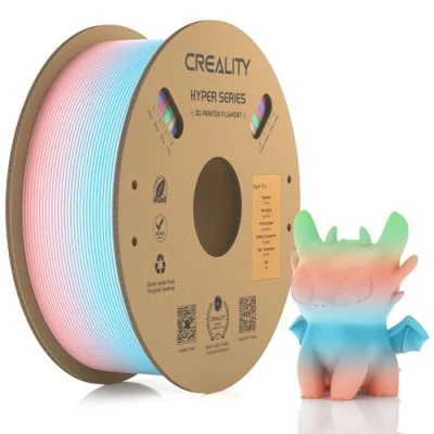 Immagine di Creality Hyper PLA Filamento Arcobaleno 1.75 mm, per Stampa ad Alta Velocità 30 600 mm/s, Precisione Dimensionale +/ 0.03 1 KG (2.2 libbre)/ Bobina (Gradiente Spring Lake)