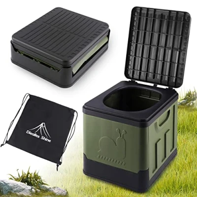 Immagine di Diealles Shine Gabinetto Portatile, Large WC Pieghevole Campeggio per Viaggio Auto, Verde