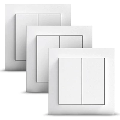Immagine di GIRA + Senic Friends of Hue Smart Switch 3x Interrupteurs sans fil et variateurs de lumière Homekit Compatible Philips (pas piles, pas charge) Fabriqué en Allemagne Blanc mat