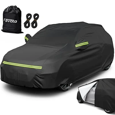 Immagine di Favoto Telo Copriauto Impermeabile per Auto da Esterno Crossover/Full Size/Mid size SUV, con Zip Laterale, Resistente ad Acqua/Polvere/Neve/Sole/Freddo, 505x195x170cm, Nero