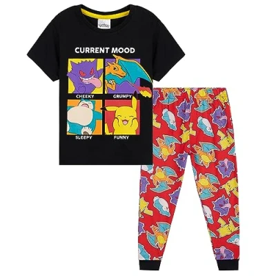 Immagine di Pokémon Pigiama Bambino Ragazzo a Maniche Corte e Pantalone Lungo 4 14 Anni Pikachu Idea Regalo (Multicolore/Nero, 11 12 Anni)