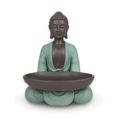 Immagine di Statuetta vuota tasca Boudha Decorazione Zen e Feng Shui per creare un&#039;atmosfera rilassante spirituale idea regalo portafortuna altezza: 20 cm colore: verde marrone Zen&#039;Light