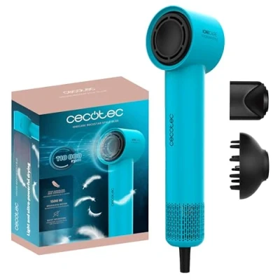 Immagine di Cecotec Asciugacapelli Ionicare Rockstar Style Blue. Compatto E Leggero 1500W Con Motore Brushless, 110.000 Rpm, Generatore Di Ioni, Impostazioni Temperatura Velocità, Design Portatile