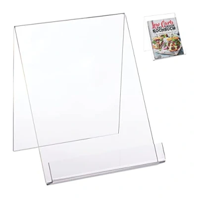 Immagine di Relaxdays, Trasparente Cavalletto A4, Supporto in Acrilico per Libri Grandi, Stabile, Leggìo, 24x21x19 cm