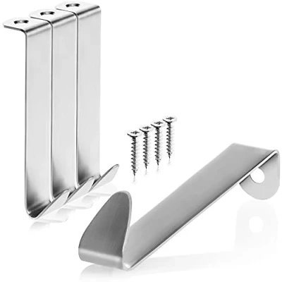 Immagine di com four® 4X Gancio per Porta in Acciaio Inox Ganci Vestiti Inossidabile Appendiabiti Armadio e della Stanza 8,5 cm (04 Pezzi Color Argento con Vite)