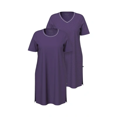 Immagine di Ulla Popken BIG 2ERPACK Rundhals Vausschnitt Halbarm Camicia da notte, Donna, Taglia: 48/50, Aubergine