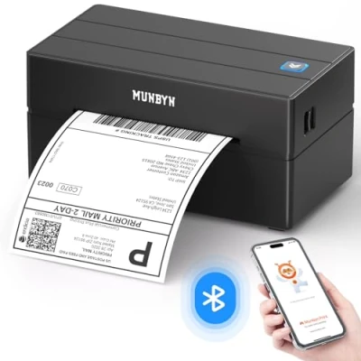 Immagine di MUNBYN Stampante Termica Etichette Bluetooth, Spedizione 4x6, di Postali per Aziende, Compatibile con Shopify Ebay Amazon DHL DPD, 130B Nero