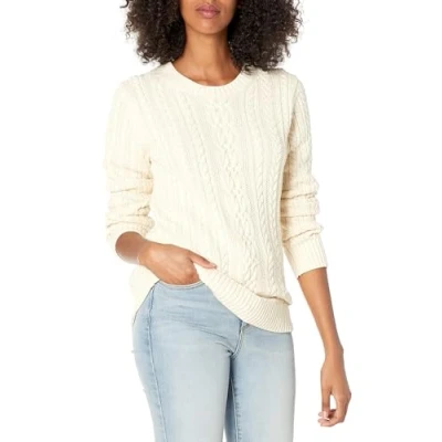 Immagine di Amazon Essentials Maglione da Pescatore A Girocollo Coste Manica Lunga (Disponibile in Taglie Forti) Donna, Crema, XL Plus