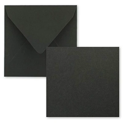 Immagine di FarbenFroh by GUSTAV NEUSER Set di 25 biglietti singoli quadrati, 15 x cm, con buste, carta kraft nera, per auguri e altro