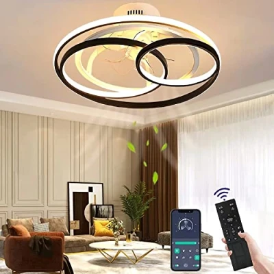 Immagine di Ventilatore da Soffitto con Illuminazione, Plafoniera a LED Ventola Telecomando Invisibile Silenziosa Lampada per Sala (colore: bianco, dimensioni: 50 cm)