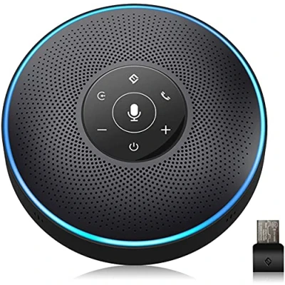 Immagine di EMEET Altoparlante per conferenze Bluetooth Sistema vivavoce USB 5 10 persone, con 4 microfoni AI, riconoscimento vocale a 360º, microfono dongle
