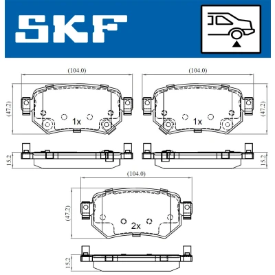 Immagine di SKF VKBP 90497 A Kit pastiglie freno con segnalatore acustico usura MAZDA: 6 Sedan