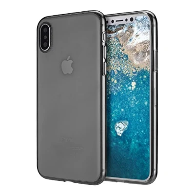 Immagine di doupi UltraSlim AllClear Custodia per iPhone X (iPhone 10) TPU Silikon, Satinato fine Piuma Facile Mat Semi Trasparente Cover, Nero