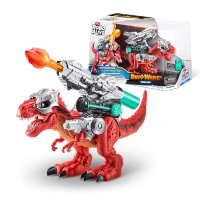 Immagine di ROBO ALIVE Dino Wars Mega Rex by ZURU, Dinosaur Battle, Boys 4 8, Realistic Walking, Gaint T with Armor and Battling Weapons, Electronic Toy Dinosaur, 30 cm (T Rex)