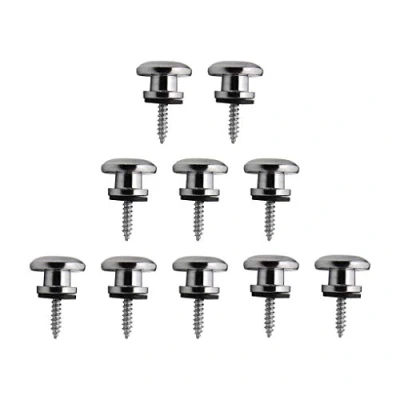 Immagine di FLEOR 10pcs Tracolla per chitarra in metallo Funghi Bottone testa Cinghia serrature Perni terminali con viti di montaggio parti basso elettrica acustica, Chrome