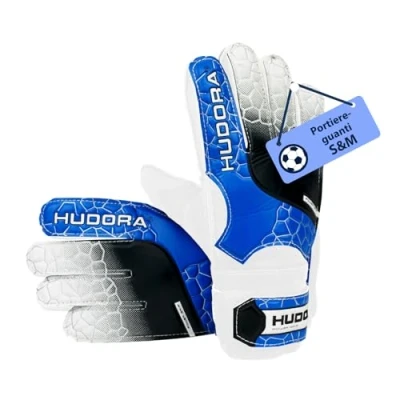 Immagine di HUDORA Guanti da portiere imbottiti per bambini e adulti misura S/M con dorso in gommapiuma chiusura Velcro