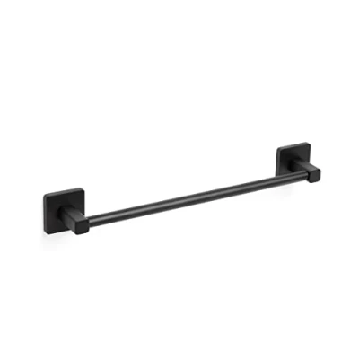 Immagine di TATAY Porta asciugamani da Bagno, collezione Accessori Bagno NERO, Acciaio Inox e Zamak, Doppio sistema di fissaggio con Viti Adesivi, incluse, Supporta fino a 10Kg, Nero 6 x 6,5 45 cm