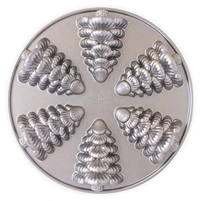 Immagine di Nordic Ware Stampo Evergreen per torte, in alluminio pressofuso, mini prodotto negli Stati Uniti, colore: argento