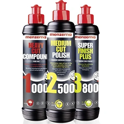 Immagine di menzerna 250ml: Heavy Cut Compound 1000 &amp; Medium Polish 2500 Super Finish 3800