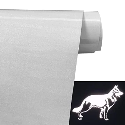 Immagine di FOSER Pellicola per plotter, riflettente, plotter arcobaleno, 30,5 cm x 1,5 m, in vinile, colori sfumati, t shirt, tessuti (Argento Riflettente)