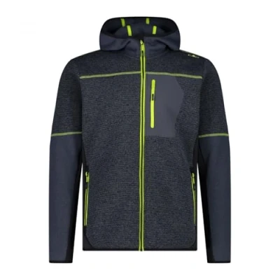Immagine di CMP Giacca da uomo in pile Knit Tech con cappuccio fisso, Titanio Nero, 48