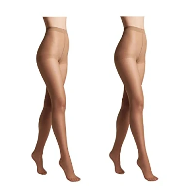 Immagine di Conte elegant SOLO 20 DEN Set di 2 Collant da Donna Semiopachi, Resistenti Sottili con Slip Marcati Calze Lisce Taglia 5 Marrone