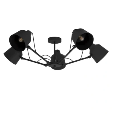 Immagine di Eglo lampada da soffitto Basurtu, a 5 luce skandi, soggiorno in metallo nero, camera letto con presa E27